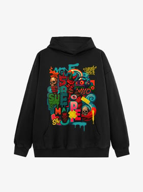 Thesupermade Devil Street Graffiti Carnival Hoodie - Black / XXL