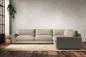 nkuku Guddu Right Hand Corner Sofa | Make To Order | Grand | Recycled Cotton Stone