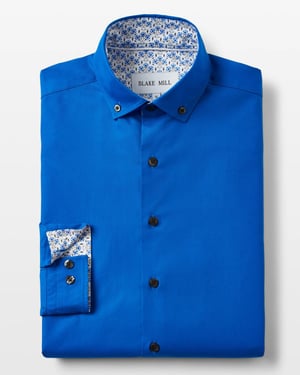 Bright Blue Oxford Button-Down with Botanic Floral Accents