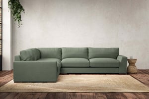 nkuku Guddu Large Left Hand Corner Sofa | Make To Order | Brera Linen Jade | No Colour