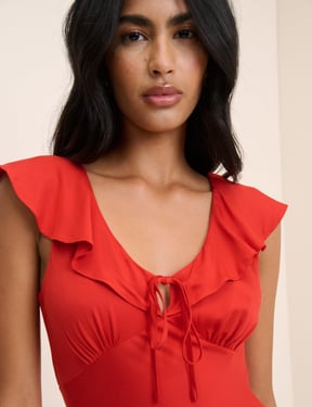 Red Cleo Midi Slip Dress