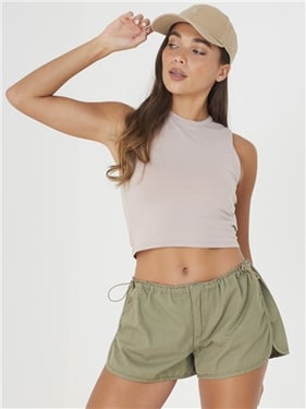 Brave Soul Joy Mini Tech Shorts - Khaki - 8