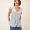 Light Blue Pinstripe Broderie Collar Simona Top