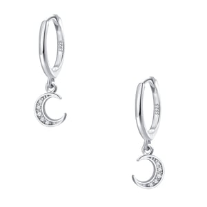Crescent Moon Huggie Earrings Sterling Silver