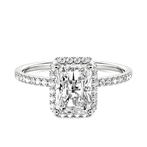 Jeulia Emerald Cut Halo Sterling Silver Engagement Ring