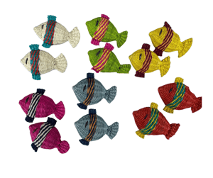 Fish Handwoven Iraca Napkin Rings - Hot Pink