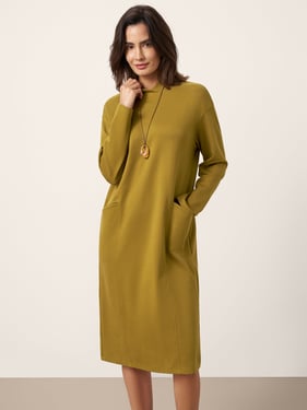 Cotton Overlap Collar Midi Dress ALANI - Olive Mist / XXL
