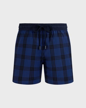 Vilebrequin - Men Ultrafine Wool Swim Shorts Carreaux Tailoring - Swimwear - Magnus - Blue - Size XL