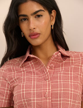 Red and Cream Check Lorna Mini Dress