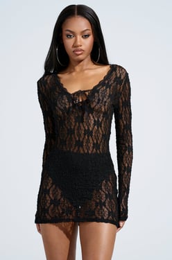 AKIRA Lizzie Lace Mini Dress | Black | Size XL