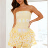 Charming Conversations Strapless Mini Dress Yellow