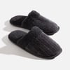 QE Home Chenille Sherpa Slippers in Black Pearl, Large