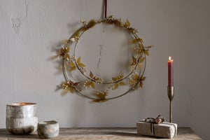 nkuku Parili Glass Wreath - | Christmas Decorations | Large | Ochre