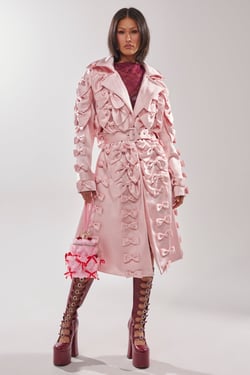 AKIRA Wrap Me With A Satin Bow Trench Coat | Size XL