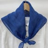 100% Linen Hand-Stitched Square Scarf - Deep Navy / One Size