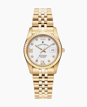 Inspiration Roman II 34mm Three-hands Date Gold-tone White dial Stainless steel swiss watch - 34 mm