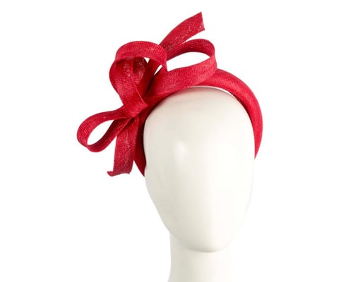Sculpted red sinamay bow headband