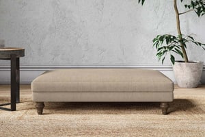 nkuku Marri Large Dining Footstool | Make To Order | Brera Linen Pebble | Recycled Cotton Thunder