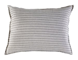 Blake Striped Linen King Sham   Flax /  Midnight