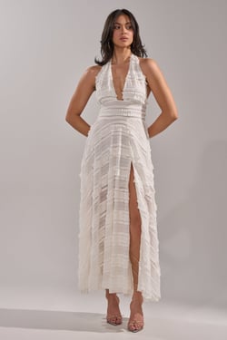 AKIRA Sitting Pretty Woven Maxi Dress | White | Size 2X