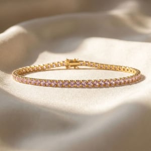 Pink Tourmaline October Birthstone Tennis Bracelet