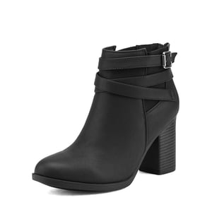 DREAM PAIRS Stacked Mid Heel Chunky Ankle Booties