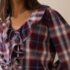 Red Check Ruffle Trim Top