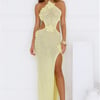 Monaco Sun Knit Halter Maxi Dress Yellow
