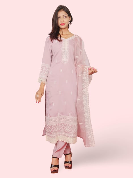 Women's Cotton-Silk Straight Suit with Dupatta