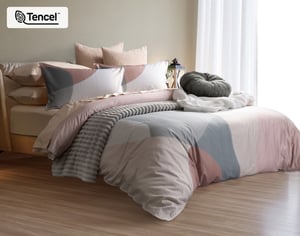 QE Home Tarna Contemporary Duvet Cover, TENCEL™ Lyocell, Geometric, Orange, Queen