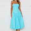Adelaide Strapless Bubble Midi Dress Blue