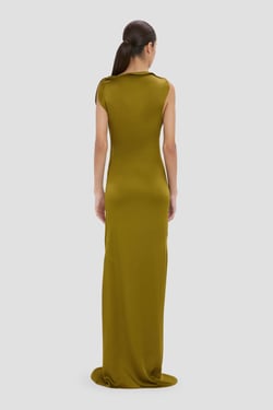 Victoria Beckham Carla Gown In Moss - 14 - Womens
