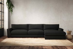 nkuku Guddu Right Hand Chaise Sofa | Make To Order | Grand | Brera Linen Charcoal