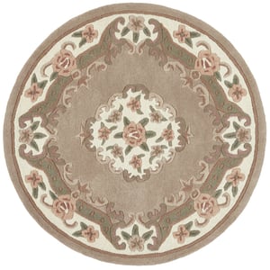 Shensi Aubusson Rug in Beige - Circle - 120cm Diameter