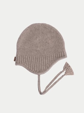 Organic Color Cashmere Ultimate Warmth Knit Tie Hat - One Size / taupe / AK0279-57