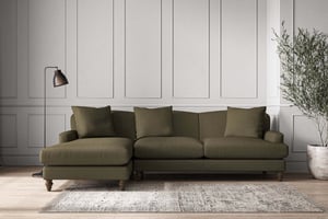 nkuku Deni Large Left Hand Chaise Sofa | Make To Order | Recycled Cotton Moss | No Colour