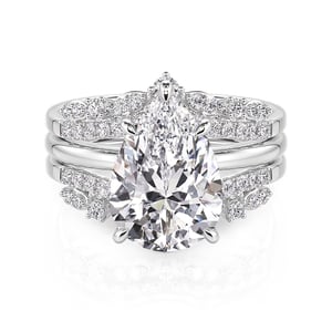 Jeulia Pear Cut Enhancer Engagement Ring Set Sterling Silver