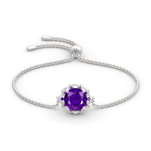 Jeulia Amethyst Flower Round Cut Sterling Silver Bracelet