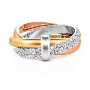 Jeulia Simple Trinity Wedding Band Sterling Silver