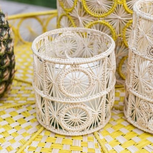 Moonlight Handwoven Iraca Candle Sleeve - Small (4"X4")