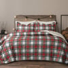 QE Home Plaid Sherpa Backed Quilt Set, Geometric, Blue, King