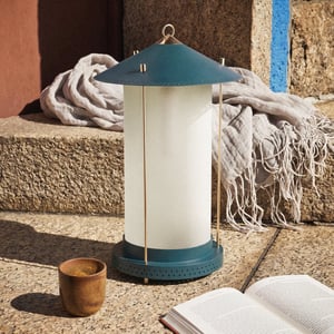 Larger Stefan rechargeable lantern in Denim by the Novogratz