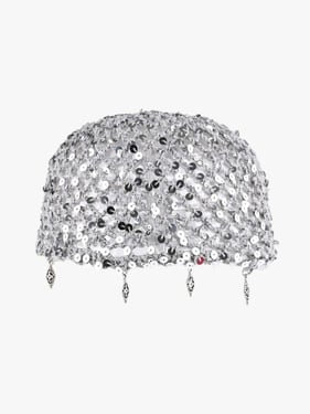 Vintage Sequin Mesh Beaded Fringe Cap - Gray / ONE SIZE