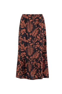 Weird Fish Minnerve Viscose Tiered Maxi Skirt Bitter Chocolate Size 8