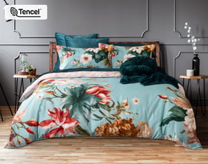 QE Home Rosetti Floral Duvet Cover, TENCEL™ Lyocell, Floral, Blue, Queen