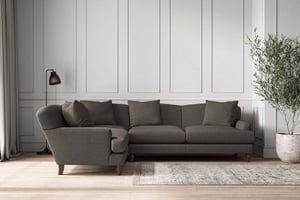 nkuku Deni Large Left Hand Corner Sofa | Make To Order | Brera Linen Granite | No Colour