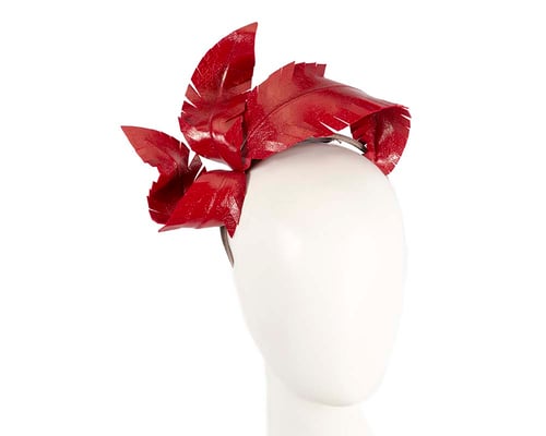 Bespoke red leather fascinator by BELIEVERA
