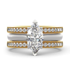 Jeulia Two Tone Marquise Cut Sterling Silver Enhancer Ring Set