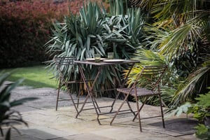 nkuku Ekete Iron Bistro Table | Garden | Brown | Distressed Black & Brown