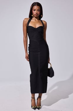 AKIRA Lovely Days Bandage Midi Dress | Black | Size 2X